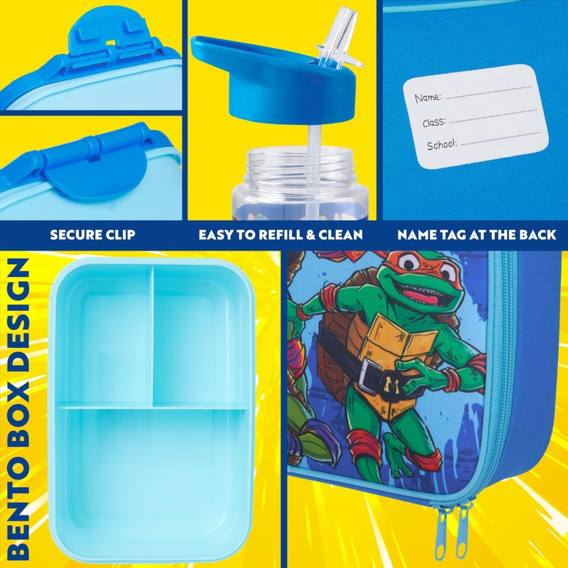 Get Trend Teenage Mutant Ninja Turtles Water Bottle Lunch Box Lunch Bag Kids Set 3 Pcs Insulated Snack Bag for School Travel Gifts for Kids (Blue TMNT) - Image 4