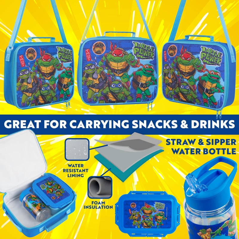 Get Trend Teenage Mutant Ninja Turtles Water Bottle Lunch Box Lunch Bag Kids Set 3 Pcs Insulated Snack Bag for School Travel Gifts for Kids (Blue TMNT) - Image 3