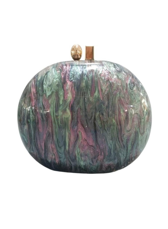 GSYPS Acrylic Evening Clutch Bag for Women Shell Shape Shoulder Crossbody Bag Glitter Marble Purse Handbag, Grey - Image 1