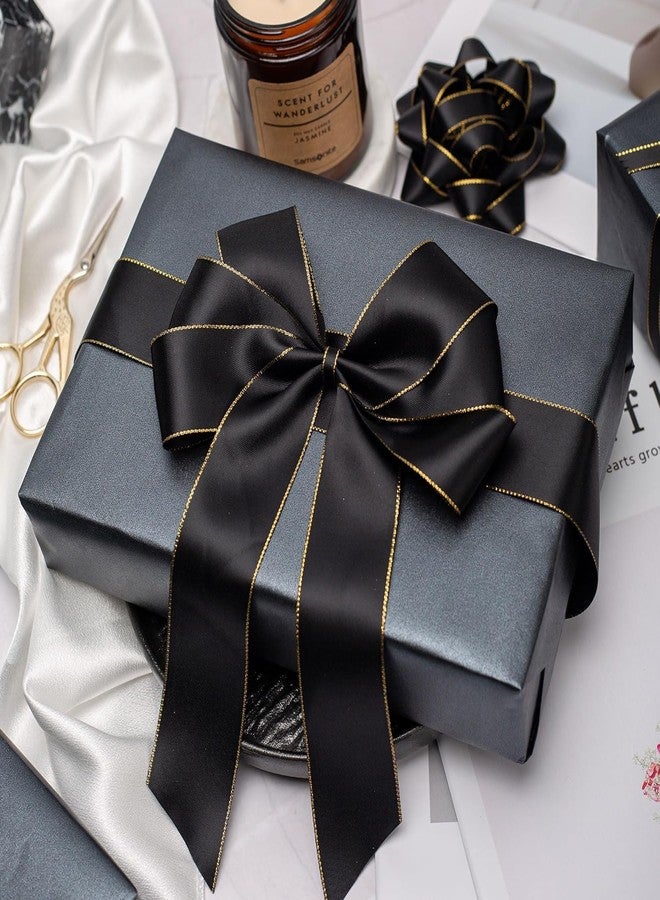 MAYPLUSS Shimmer Black Wrapping Paper - 17Inch X 32.8Feet - Chic Solid Color Pearlescent Texture Birthday Wrapping Sheet Thick Gift Wrap Paper for Graduation, Halloween's Day, Anniversary, Christmas - Image 2