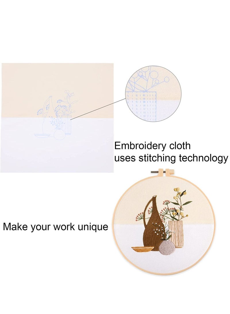 Excefore Embroidery Starter Kits for Adults Beginners with Wooden Hoops, Needles and Color Threads, Needlepoint Kit Adults, 4 Pack  - Image 2