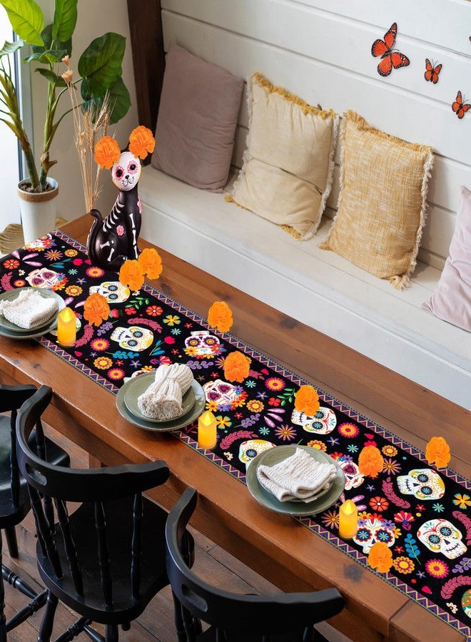 luck sea Dia De Los Muertos Decorations Set Day of The Dead Table Runner Banner Marigold Butterfly Mexican Party Decor - Image 2