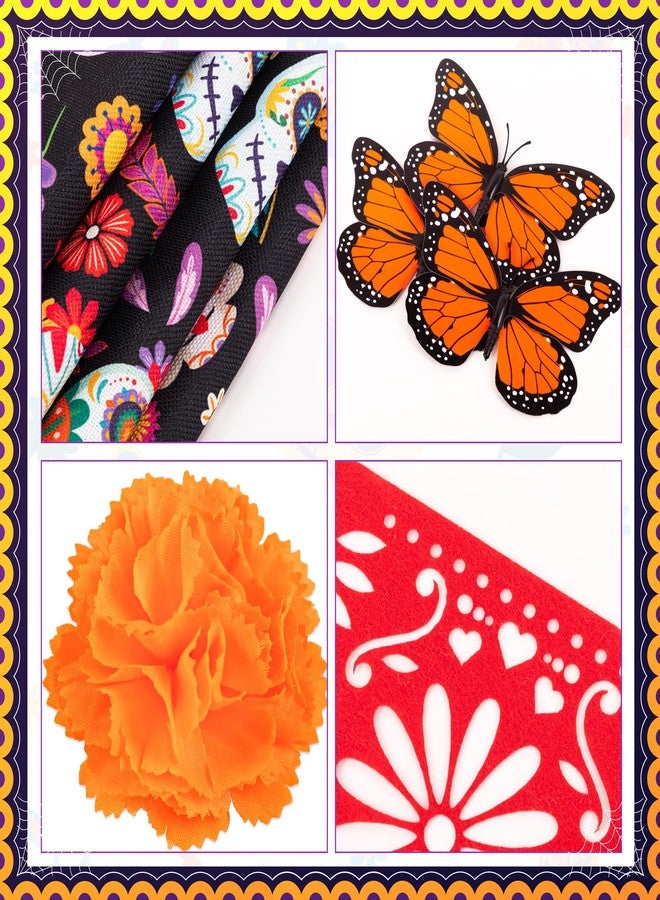 luck sea Dia De Los Muertos Decorations Set Day of The Dead Table Runner Banner Marigold Butterfly Mexican Party Decor - Image 4
