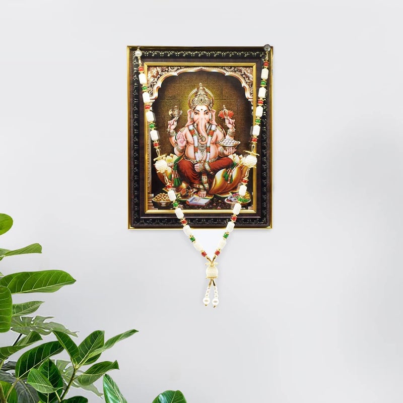 Puja N Pujari Puja N Pujari Pearl Beads Moti Mala Garland for God Idols and Photo Frames11 inch  - Image 1