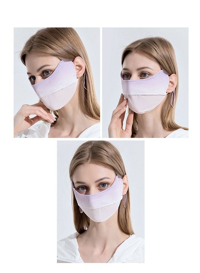 Generic UPF 50 Ice Silk Breathable Protection UV Blush Face Cover with Ear Loops, Soft Washable Reusable Sunscreen Sports Face Mask, Sun Protection Mask Headwear(Purple) - Image 4