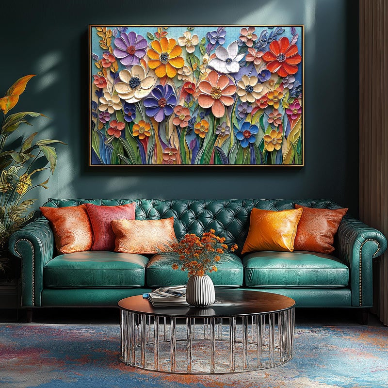 MINIWAN 3D Embossed Quilling Paper Art Wild Flowers 1000 Piece Jigsaw Puzzle for Adults, Muted Color Floral Paper Quilling Jigsaw Puzzle, Gift for Flower & Modern Art Lovers 27.5x19.7 Inch - Image 4