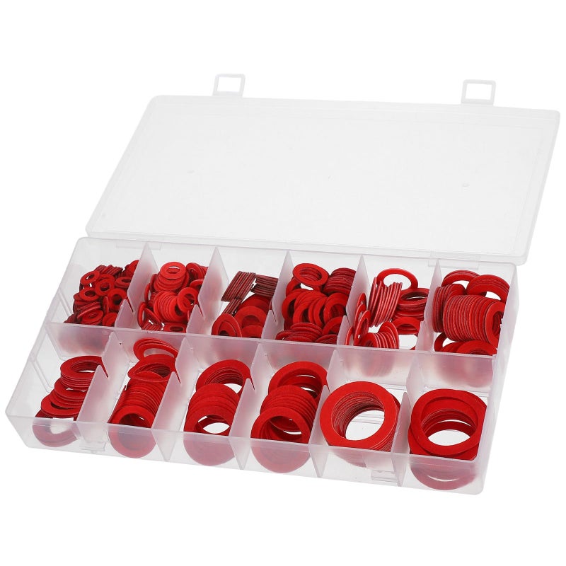 Red Hardened Paper Insulating Flat Washers 600pcs Kit Strong Sealing Fiber Gasket Set For Hardware Nuts Industrial Insulation - Image 2