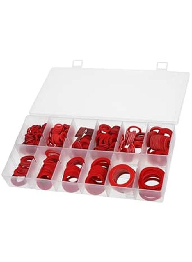 Red Hardened Paper Insulating Flat Washers 600pcs Kit Strong Sealing Fiber Gasket Set For Hardware Nuts Industrial Insulation - Image 1