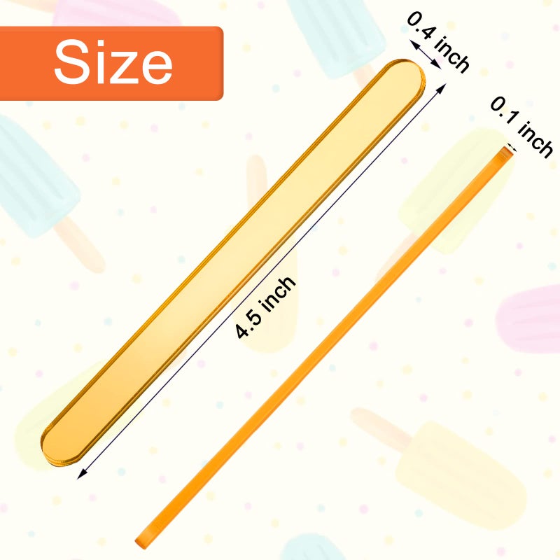 Romooa 30 Pieces Acrylic Sticks Reusable Cakesicle Sticks Cake Pop Mold Mirror Ice Pop Sticks Ice Cream Cakesicle Mold For Home Cake Candy Gifts Party Craft (4.5 Inches  Gold) - Image 2