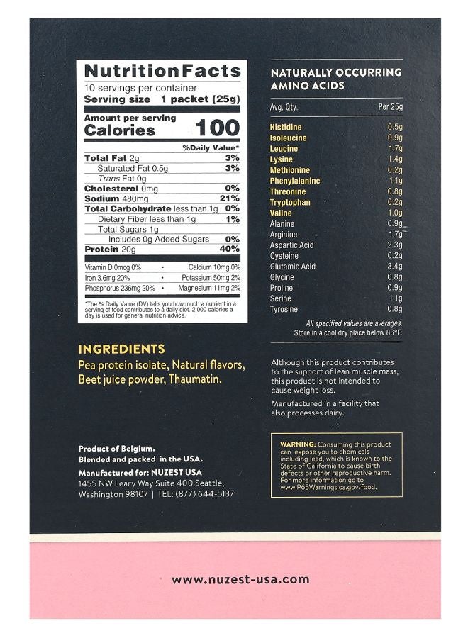 Nuzest Clean Lean Protein Wild Strawberry 10 Packets 0.9 oz (25 g) Each - Image 2