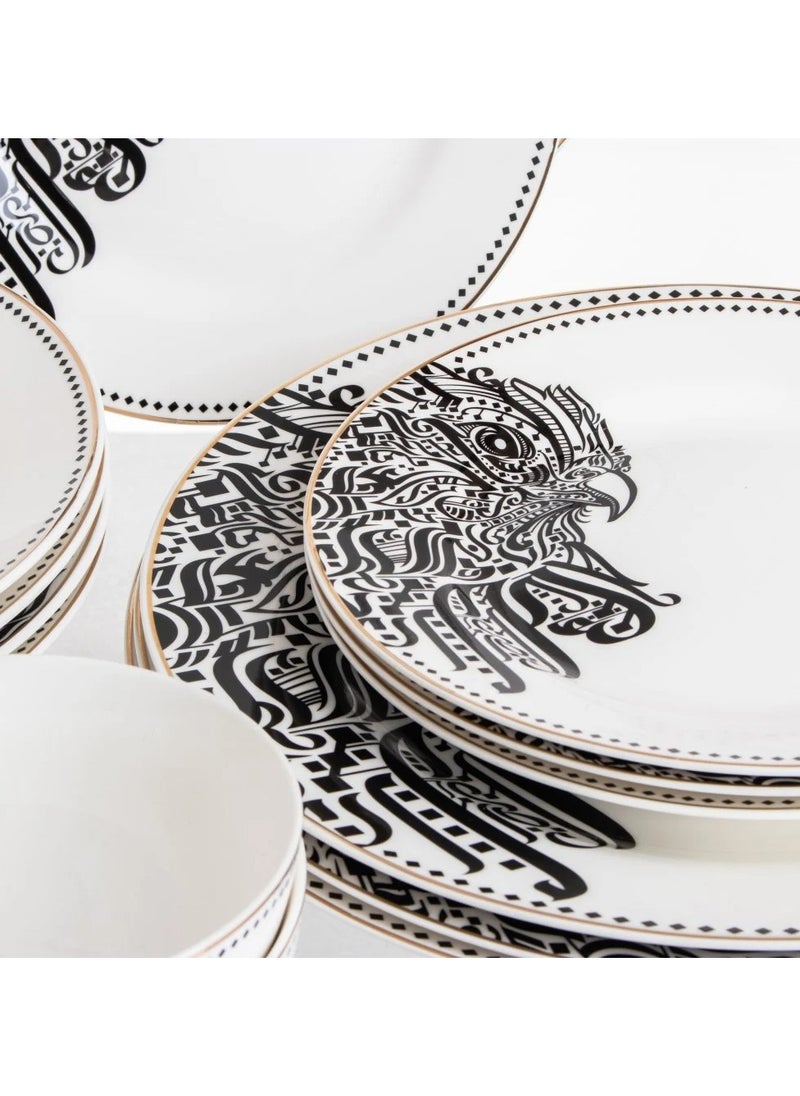 Hic 19 piece porcelain dinner set black and gold design  - Image 2