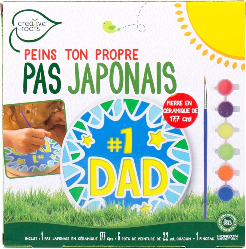 Creative Roots Paint Your Own #1 Dad Stepping Stone, Paintable Ceramic 7 in. Stone, Includes 6 Acrylic Paints & Paintbrush, Great Arts and Crafts for Kids Ages 8-12, Father's Day Gift - Image 3