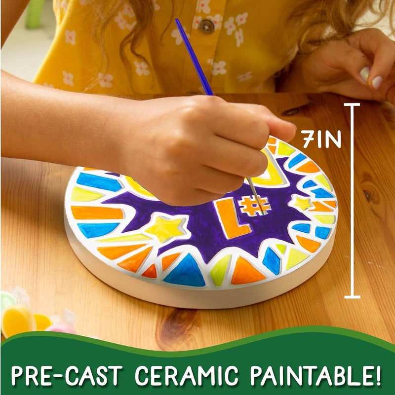 Creative Roots Paint Your Own #1 Dad Stepping Stone, Paintable Ceramic 7 in. Stone, Includes 6 Acrylic Paints & Paintbrush, Great Arts and Crafts for Kids Ages 8-12, Father's Day Gift - Image 4