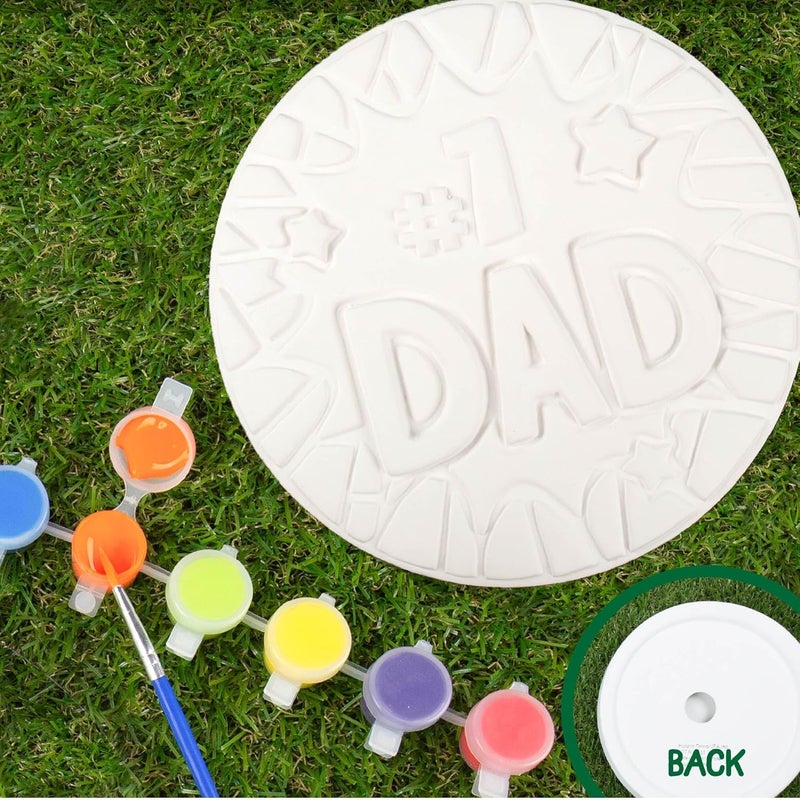 Creative Roots Paint Your Own #1 Dad Stepping Stone, Paintable Ceramic 7 in. Stone, Includes 6 Acrylic Paints & Paintbrush, Great Arts and Crafts for Kids Ages 8-12, Father's Day Gift - Image 5