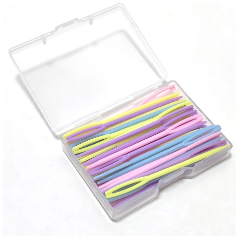 jicslaew 52Pcs 2.7 "Large Eye Plastic Sewing Needles,Learning Needles,Yarn Needles Darning Needle Tapestry Needles,Safety Plastic Lacing Needles for DIY Sewing Handmade Crafts,4 Colors - Image 1