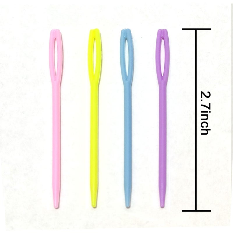jicslaew 52Pcs 2.7 "Large Eye Plastic Sewing Needles,Learning Needles,Yarn Needles Darning Needle Tapestry Needles,Safety Plastic Lacing Needles for DIY Sewing Handmade Crafts,4 Colors - Image 2