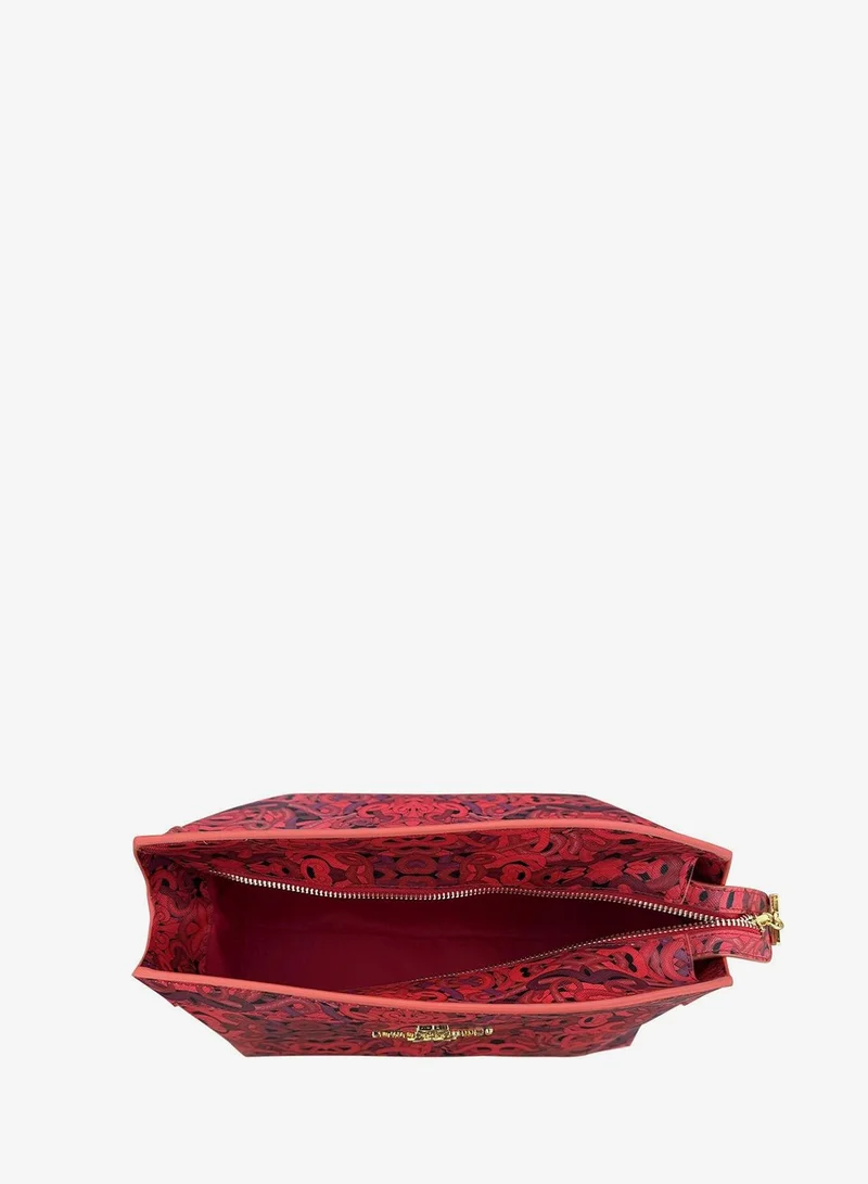 JANARA JONES Red Snakes Print Marie Clutch Bag