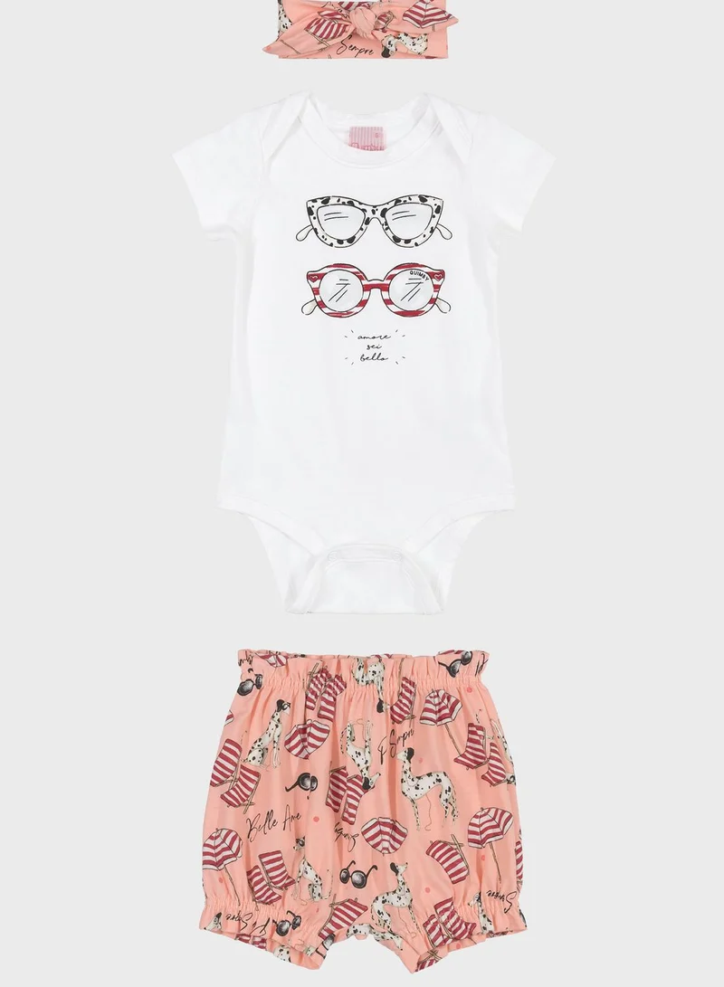 Quimby Infant Printed Shorts And Headband Set