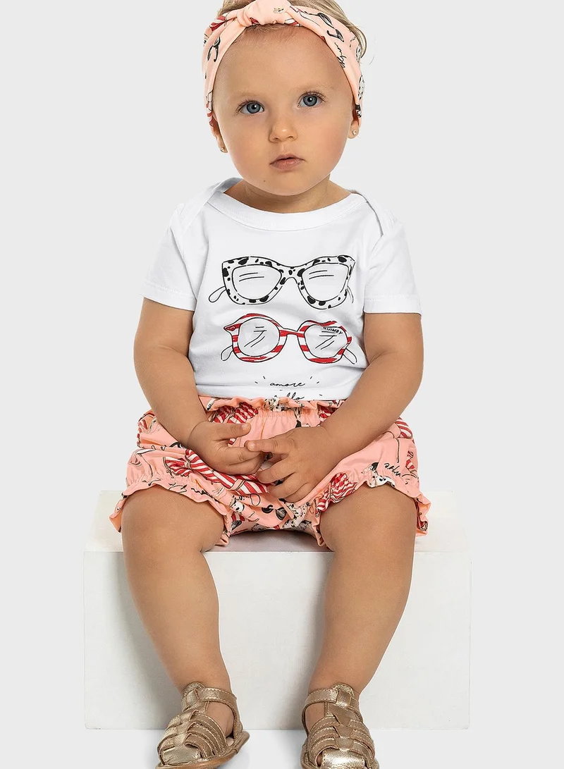 Quimby Infant Printed Shorts And Headband Set