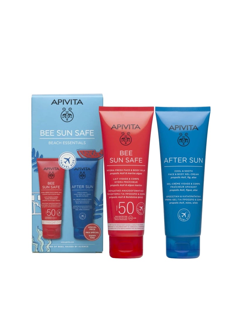 أبيفيتا حليب Apivita Bee Sun Safe Hydra Fresh للوجه والجسم 100 مل SPF50، جل-كريم منعش ومنعش للوجه والجسم بعد التعرض للشمس 100 مل  - Image 1