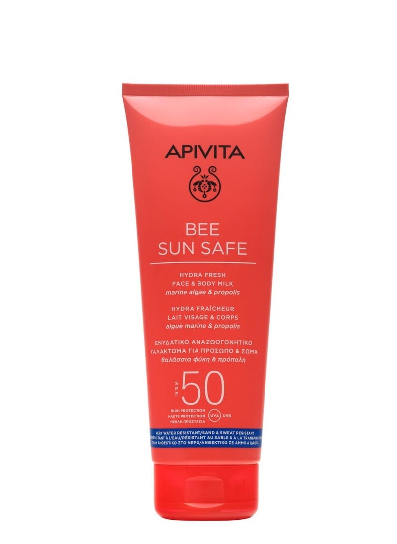 أبيفيتا حليب Apivita Bee Sun Safe Hydra Fresh للوجه والجسم 100 مل SPF50، جل-كريم منعش ومنعش للوجه والجسم بعد التعرض للشمس 100 مل  - Image 2
