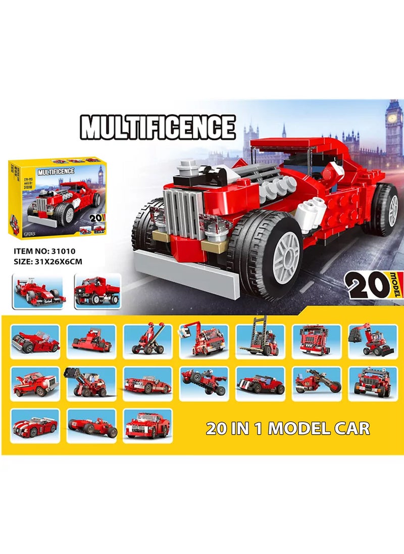 Swift 278+ Pieces Building Block Cars Toy Kit 20 in 1 Model, Educational Construction Learning Brick Toy for Kids 6+ Years  - Image 3