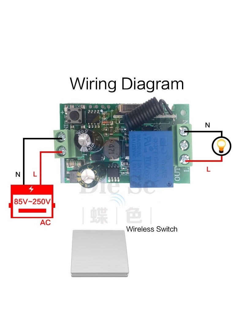 Diese 433MHz Universal Remote Controls Switch Wall Panel Transmitter AC100V 220V For Home Living Room Bedroom - Image 4