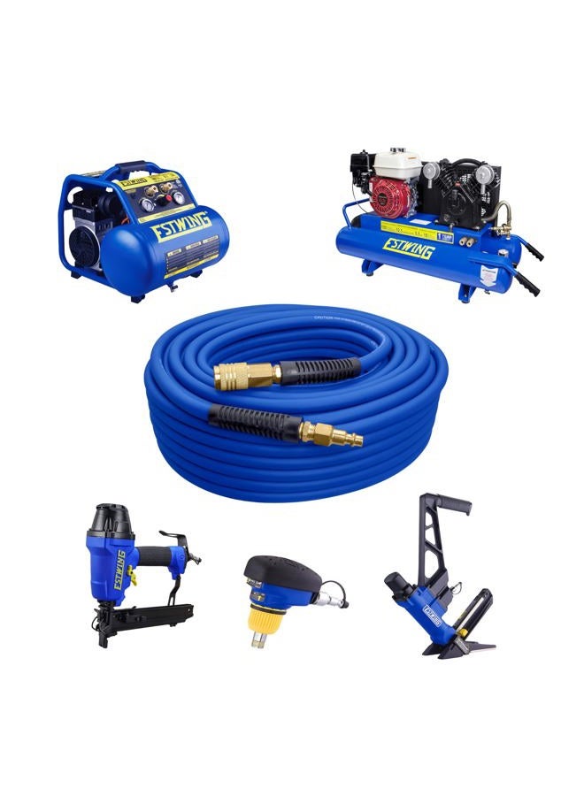 Estwing E1450PVCR 1/4" x 50' PVC / Rubber Hybrid Air Hose with Brass NPT Industrial Fitting and Universal Quick Connect Coupler - Image 2