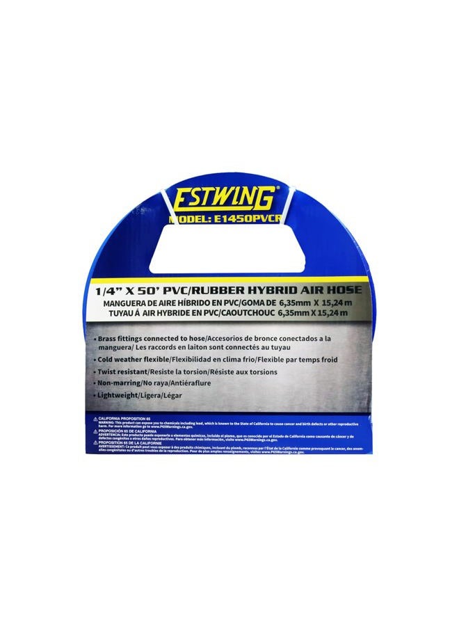 Estwing E1450PVCR 1/4" x 50' PVC / Rubber Hybrid Air Hose with Brass NPT Industrial Fitting and Universal Quick Connect Coupler - Image 4
