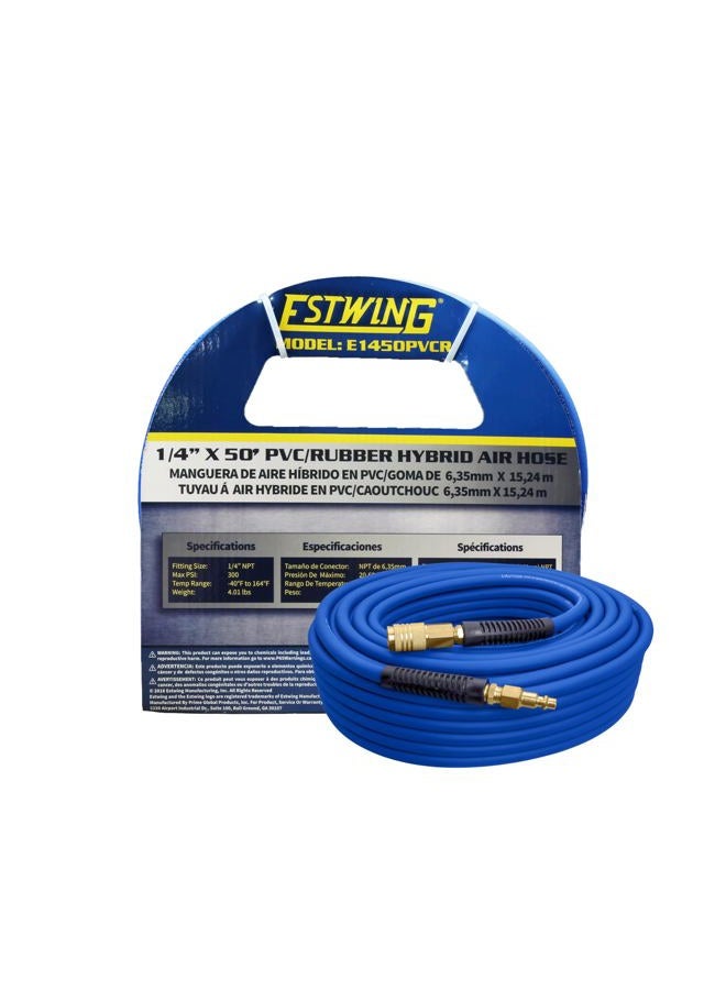Estwing E1450PVCR 1/4" x 50' PVC / Rubber Hybrid Air Hose with Brass NPT Industrial Fitting and Universal Quick Connect Coupler - Image 1