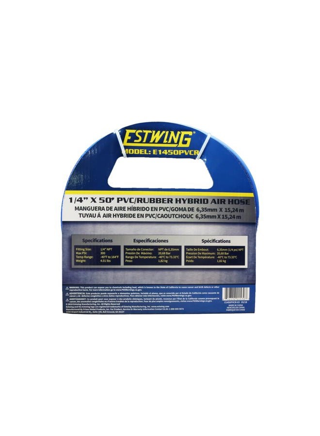 Estwing E1450PVCR 1/4" x 50' PVC / Rubber Hybrid Air Hose with Brass NPT Industrial Fitting and Universal Quick Connect Coupler - Image 3