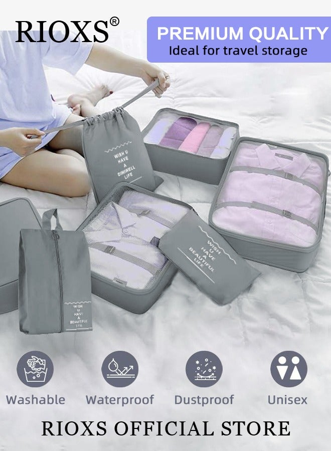 RIOXS 7Pcs Packing Cubes for Storage Luggage Packing Cube Organizer Travel Packing Cubes Set Clothes Shoes Storage Travel Organizer Bags for Luggage - Image 4