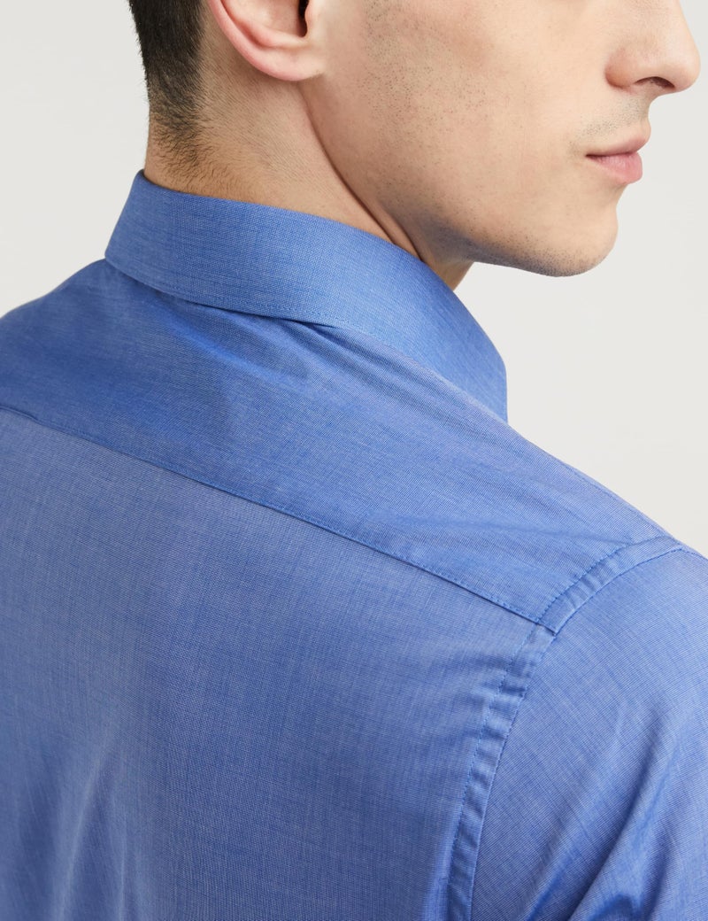 Van Heusen Cotton Men's Solid Slim Fit Formal Shirt (Vhsfrslbn06814_Medium Blue 42) - Image 5