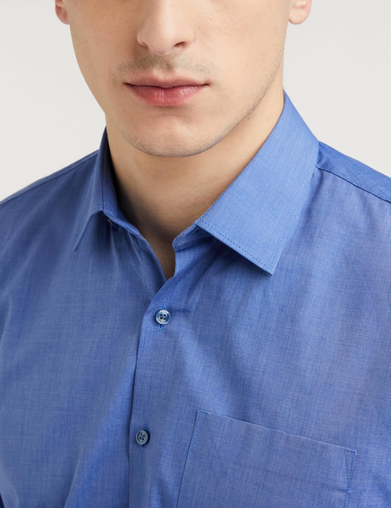 Van Heusen Cotton Men's Solid Slim Fit Formal Shirt (Vhsfrslbn06814_Medium Blue 42) - Image 3