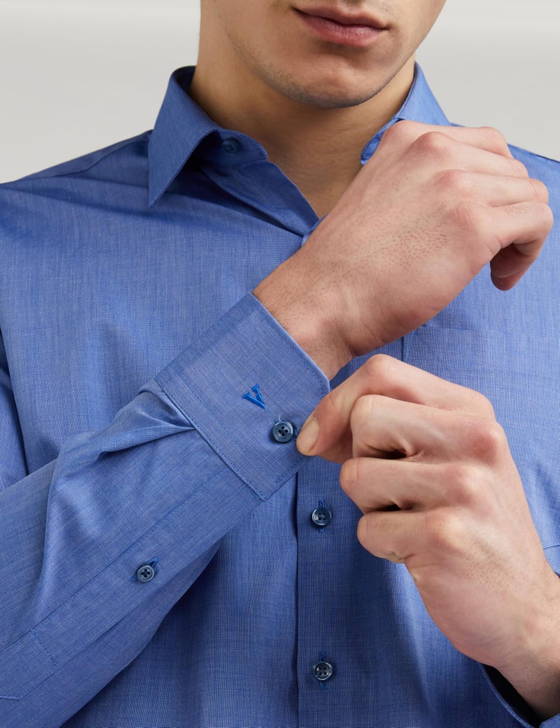Van Heusen Cotton Men's Solid Slim Fit Formal Shirt (Vhsfrslbn06814_Medium Blue 42) - Image 4
