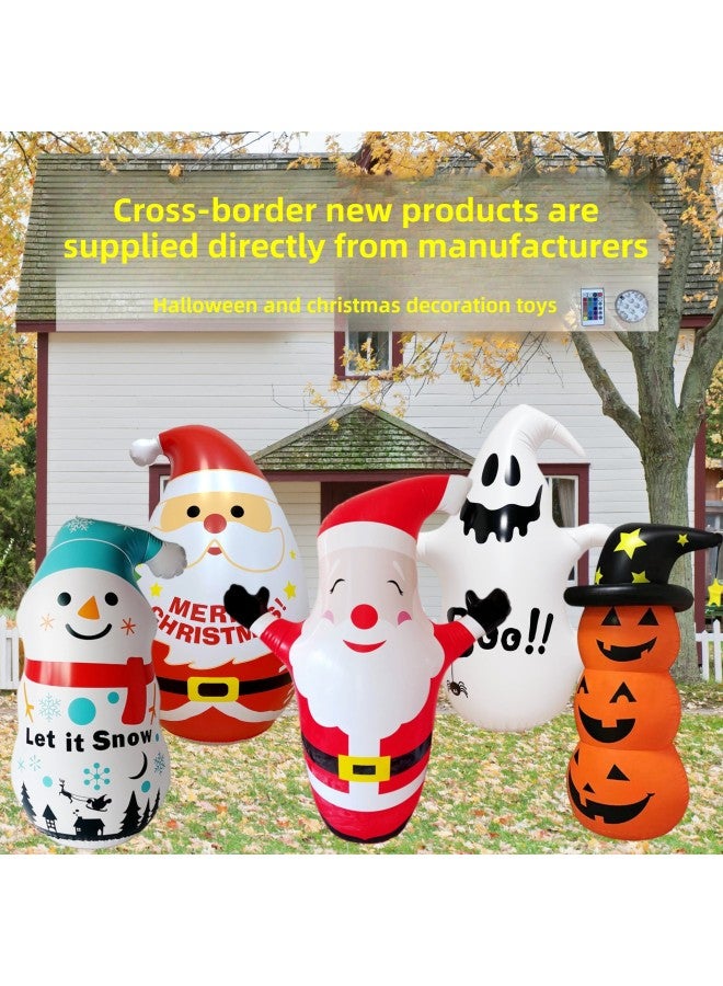 Loquat Cross Border Snowman Santa Claus Toy Tumbler  Pumpkin Man Party Decoration Gas Model-Color:Snowman Tumbler Plus Foot Pump - Image 1