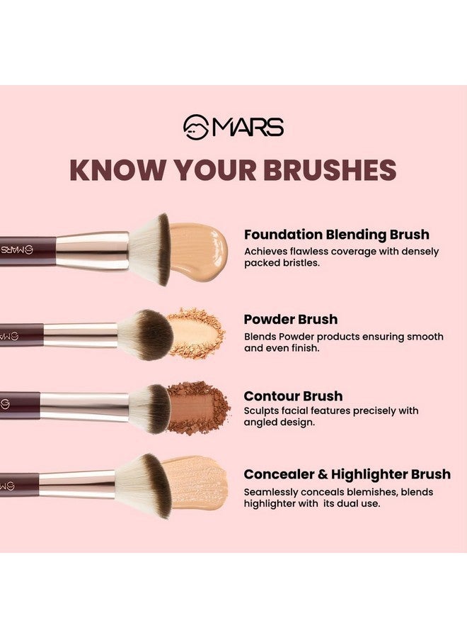 مارس مجموعة فرش مكياج احترافية مكونة من 12 فرشاة | تدوم طويلاً | شعيرات ناعمة وصناعية | سهلة الإمساك بها وتطبيق دقيق للوجه والعينين والحواجب (عنابي) - Image 5
