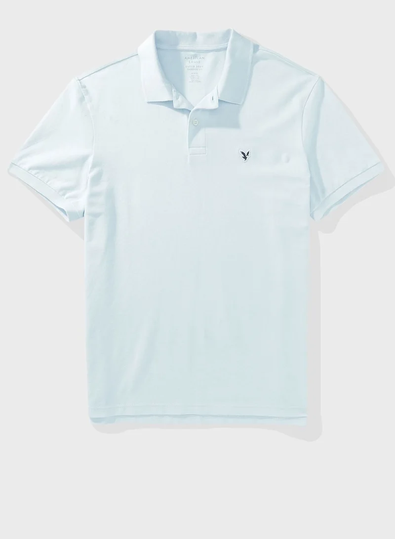 American Eagle Logo Detail Short Sleeve Polo Shirt