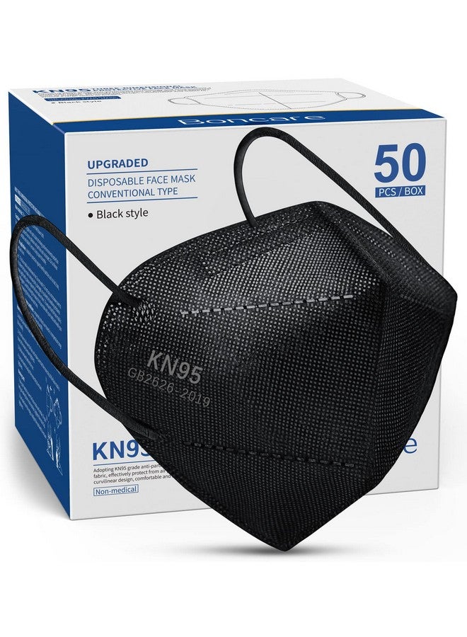 Boncare KN95 Face Masks 50 Pack, Black, 5-Layer Disposable Face Masks, Breathable and Comfortable - Image 1