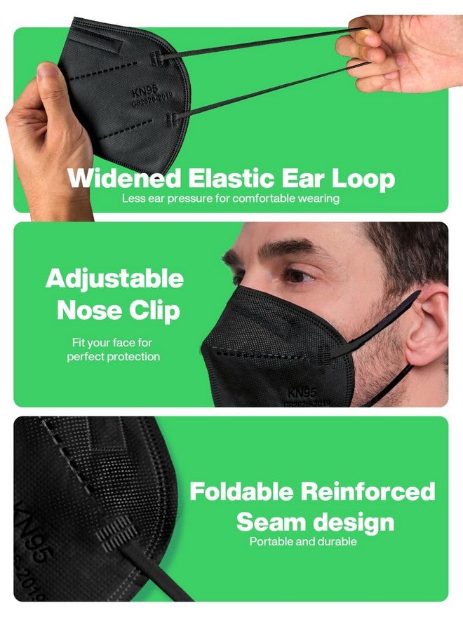 Boncare KN95 Face Masks 50 Pack, Black, 5-Layer Disposable Face Masks, Breathable and Comfortable - Image 4