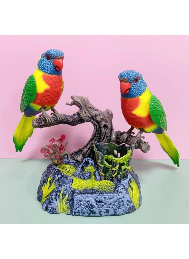 West Knight Voice-controlled Recording Rainbow Honey-absorbing Double Parrot Simulation Pet Children's Science And Education Toys-Specifications:Voice Control  - Image 1