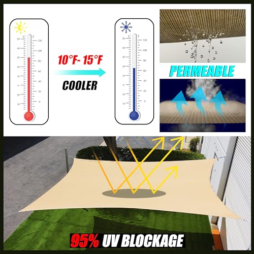 Royal Shade 10 x 10 x 14 Beige Triangle Sun Shade Sail Canopy Outdoor Patio Fabric Screen Awning RSTAPRT10 UPF50 95 UV Blockage Heavy Duty Water Air Permeable We Make Custom Size - Image 3