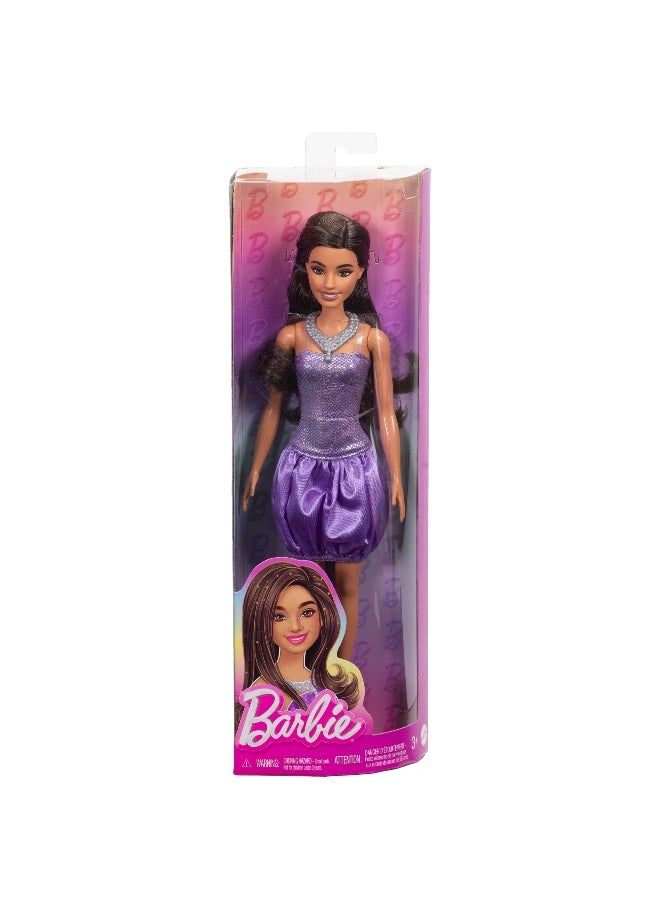 Barbie - Barbie Fashionistas Sequined Bubble Dress, Brown Hair Doll (30 cm) - Image 1