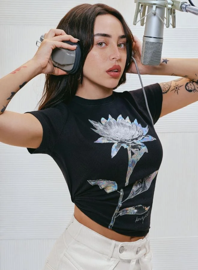 Desigual Black Floral Print T-Shirt for Women | Best Price UAE