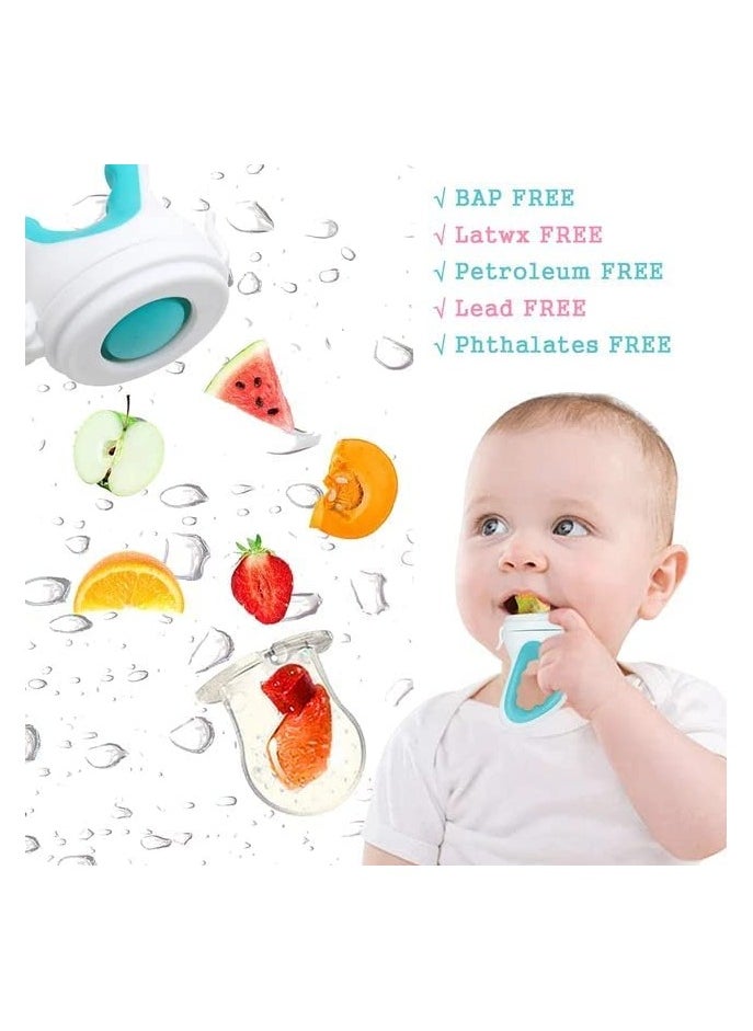 Mr. Penda 9 Pack Teething Toys for Babies, Baby Teether Chew Toys, With 2 Baby Fruit Feeders and 4 Baby Silicone Teethers, 3 Different Sized Silicone Sacs, Bpa Free Natural Organic Freezer Silicone Baby Teethers  - Image 4