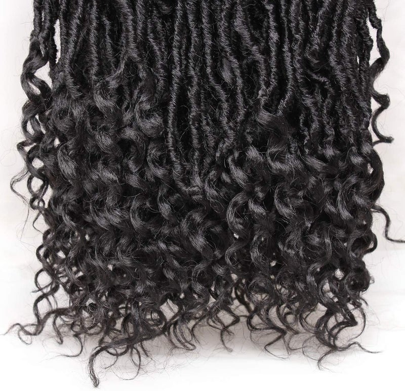 Leeven 24 Inch Goddess New Faux Locs Crochet Hair 7 Packs Long Soft Locs Crochet Braids Hair With Curly Ends Natural Black Synthetic Bohemian Locs Braiding Hair for Women 12 Strands/Pack 1B# - Image 5