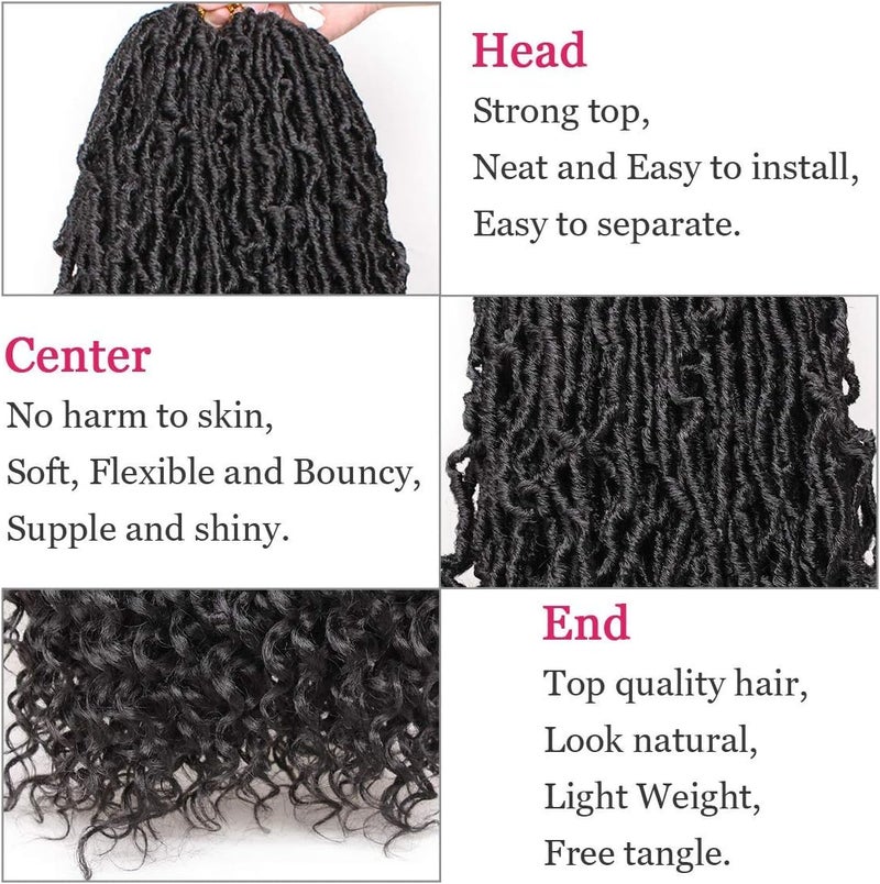 Leeven 24 Inch Goddess New Faux Locs Crochet Hair 7 Packs Long Soft Locs Crochet Braids Hair With Curly Ends Natural Black Synthetic Bohemian Locs Braiding Hair for Women 12 Strands/Pack 1B# - Image 4
