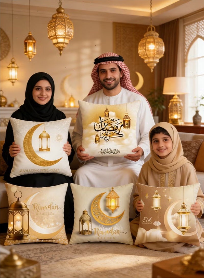 غطاء وسادة رمضاني 6 قطع - زينة رمضانية أساسية للمنزل، مثالية لتزيين أريكة غرفة المعيشة في شهر رمضان المبارك【45×45 سم】 - Image 4