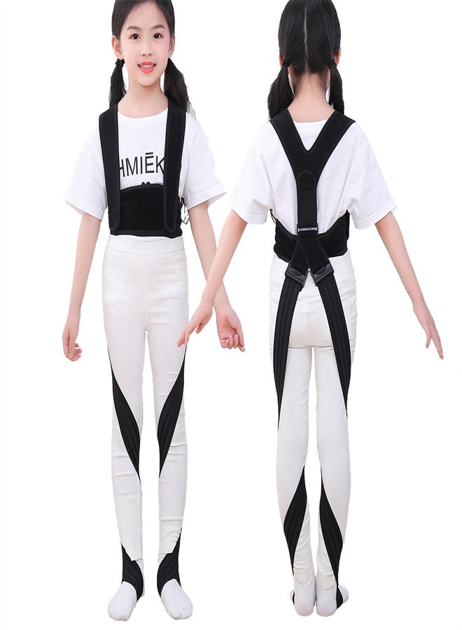 O/X Leg Type Correction Belt, Elasticity Leg Posture Corrector Band Bandage Unisex Teens O/X Legs Bandage Lightweight Pediatric Straighten Belt for Day and Night Black (Large) - Image 1