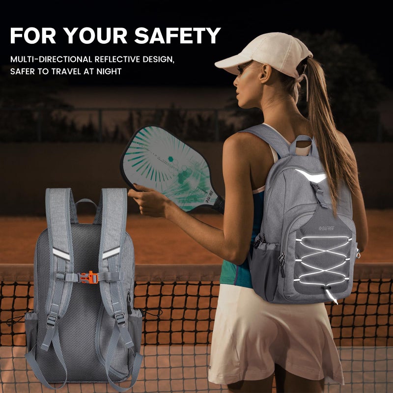 G4Free Lightweight Pickleball Bag, Pickleball Backpack for Women and Men, Adjustable Padel Bag, Fits 2 to 4 Paddles, Shoulder Daypack for Sports, lightgrey, Backpack - Image 5